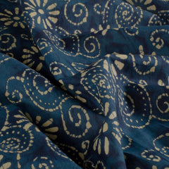 Voile printed Flowers Indigo