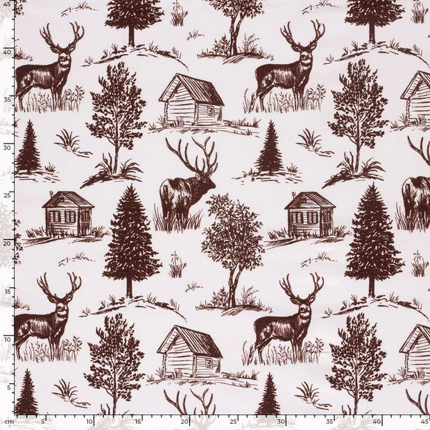 Jersey fabric Deer Bordeaux