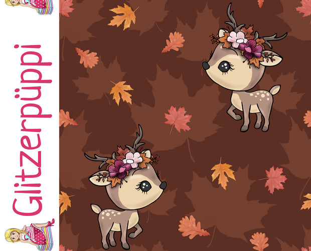 French Terry fabric Deer Brown
