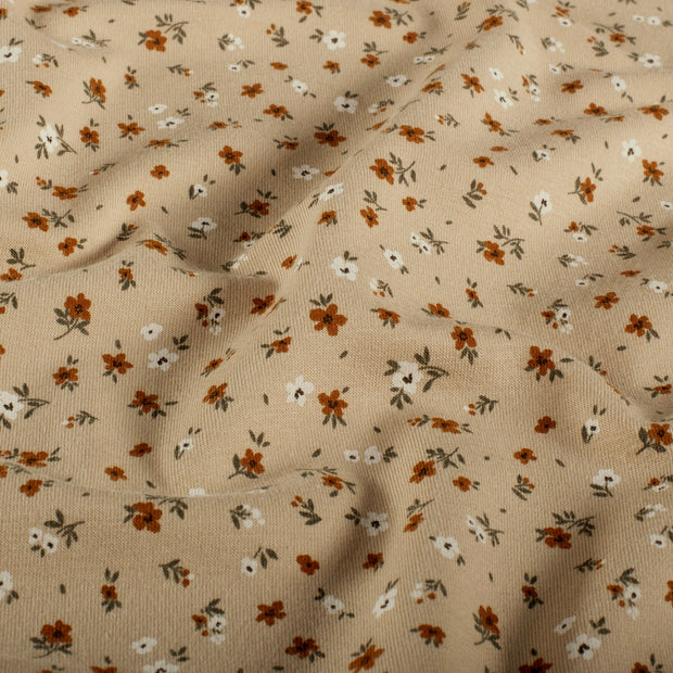 Jersey fabric Flowers Beige
