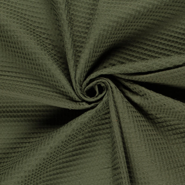Waffle piqué fabric Khaki Green 