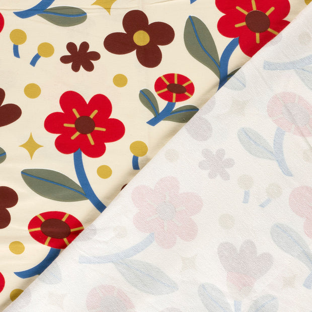 French Terry fabric Flowers digital printed 