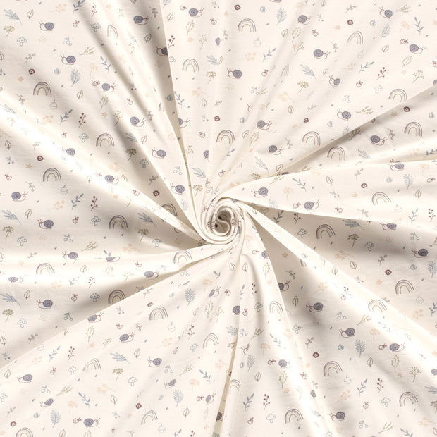 Jersey fabric Off White printed 