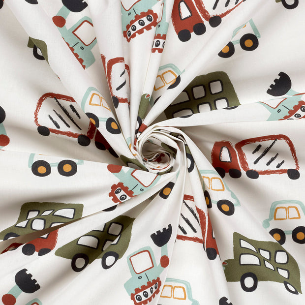 Cotton Poplin fabric Off White printed 