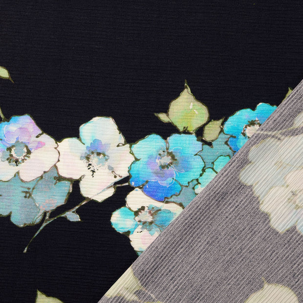 Plissé fabric Navy digital printed 