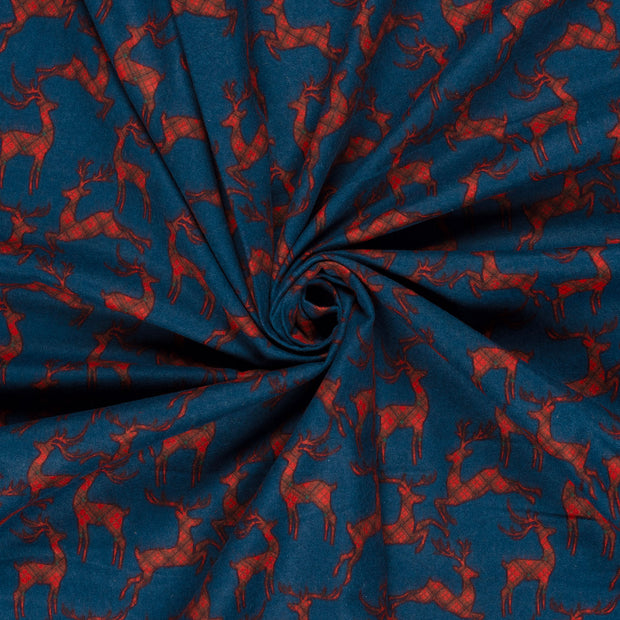 Flannel fabric Navy printed 
