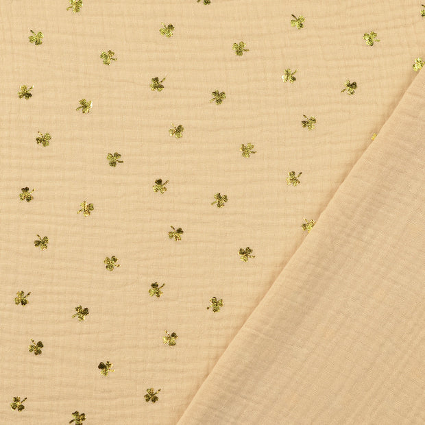 Muslin fabric Off White printed 