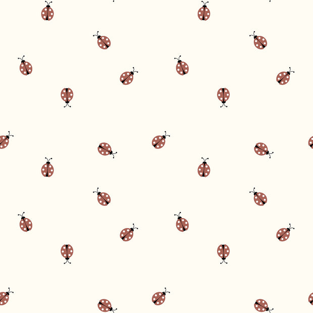 Jersey fabric Ladybugs Off White