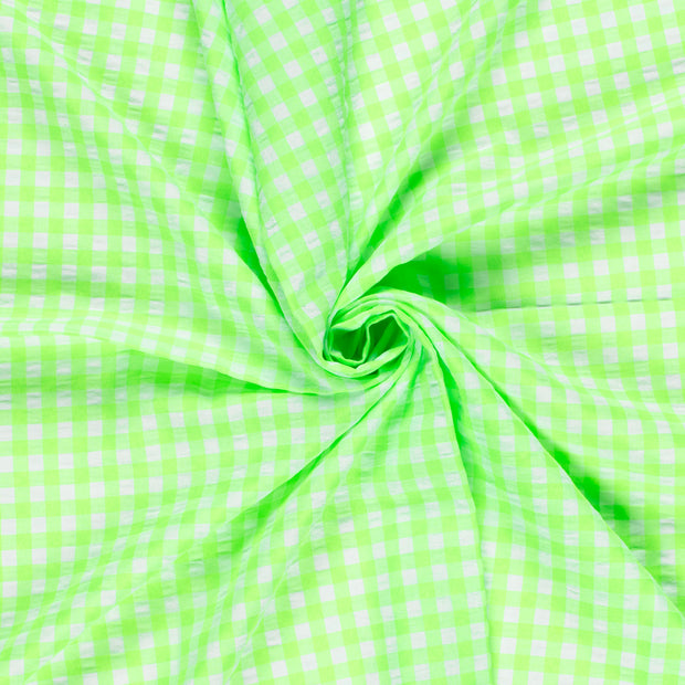 Cotton Poplin fabric Neon Green Seersucker 
