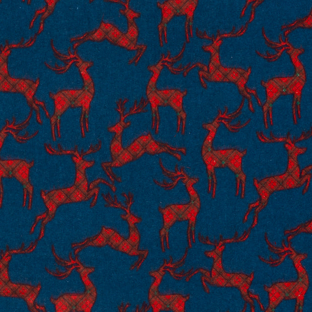 Flannel fabric Deer Navy