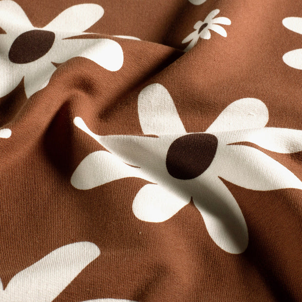 French Terry fabric Flowers Old Pink