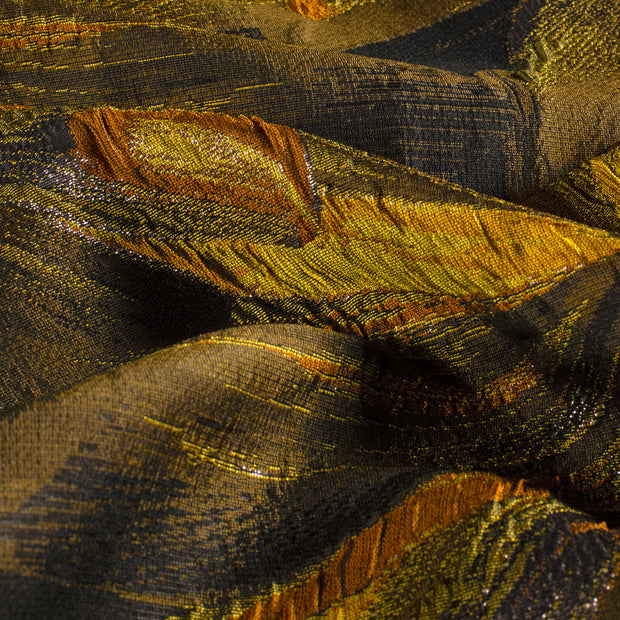 Jacquard tela Flores Ocre