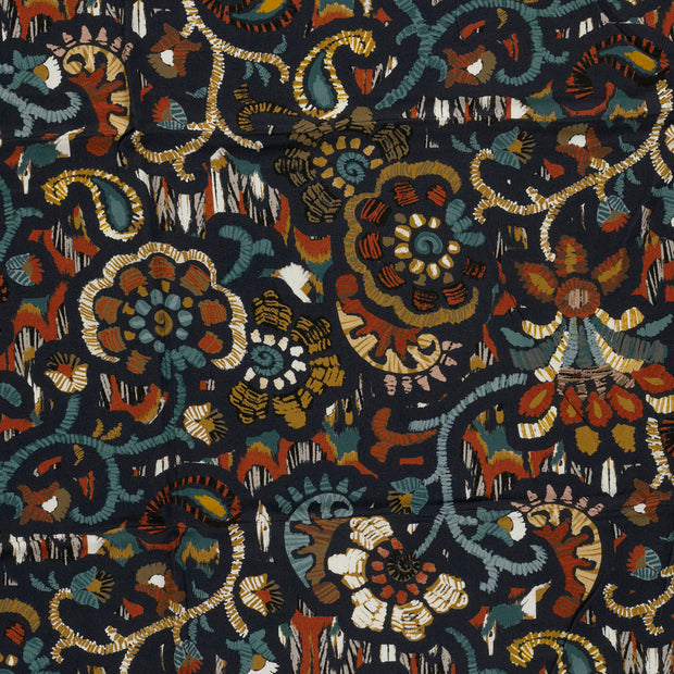 Viscose Satin tissu Bleu Marine brillant 