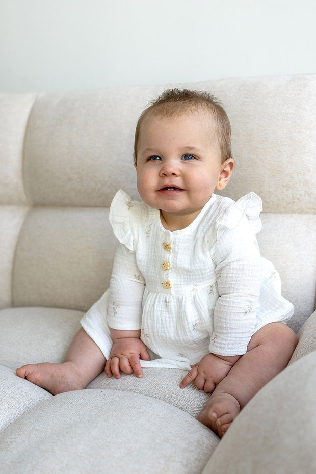 Muslin fabric Twigs Off White