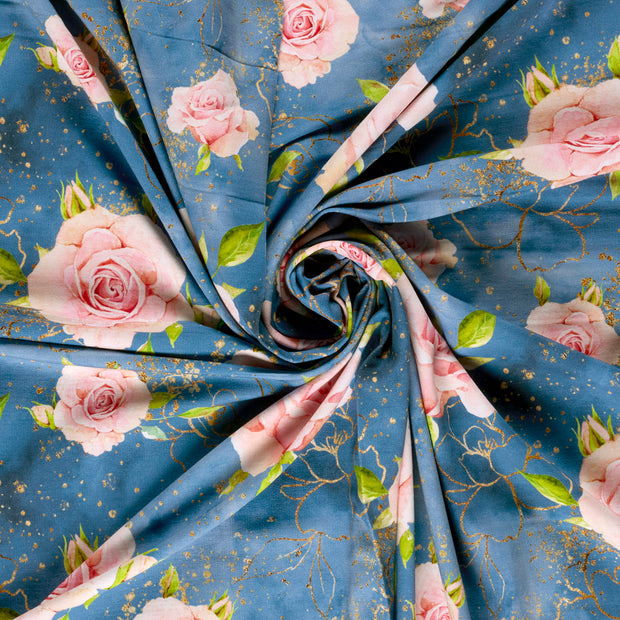 French Terry fabric Steel Blue digital printed 