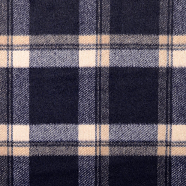 Wool Boucle fabric Checks Navy