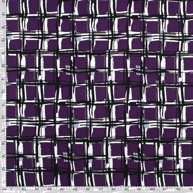Viscose Nylon Crepe fabric Checks Magenta