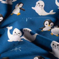 digital printed Penguins Cobalt