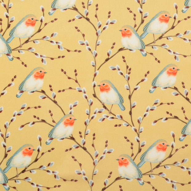 Cretonne fabric Birds Beige