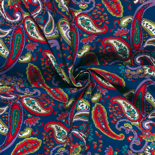 Cotton Satin fabric Cobalt printed 