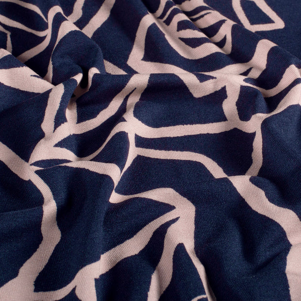 Viscose Vortex Jersey fabric Abstract Navy