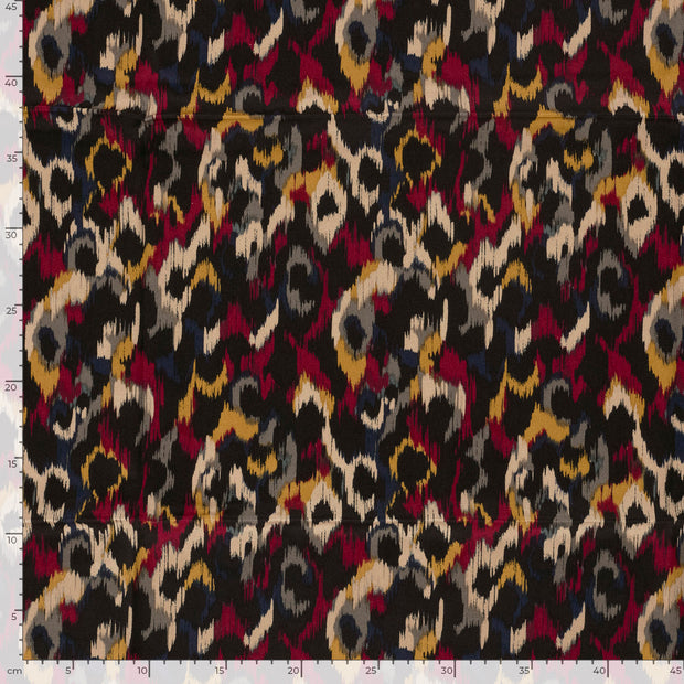 Viscose Satijn stof Abstract Bordeaux