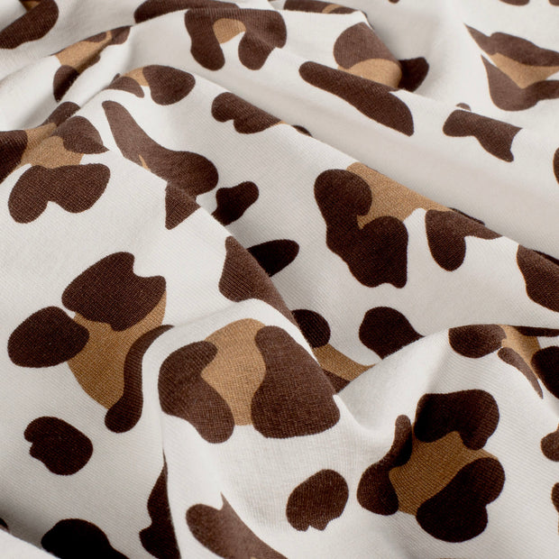 French Terry fabric Leopards Off White
