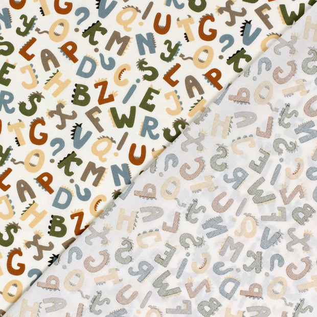 Cotton Poplin fabric Letters printed 