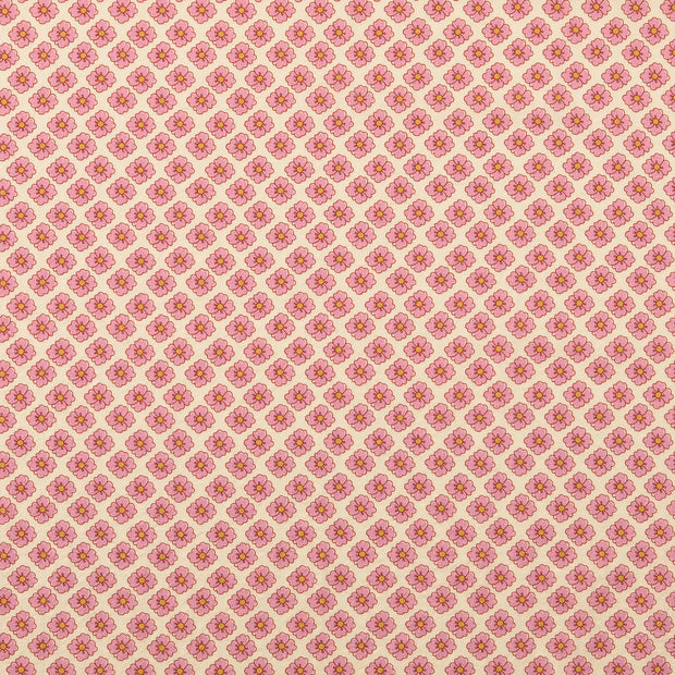 Seersucker fabric Flowers Light Pink