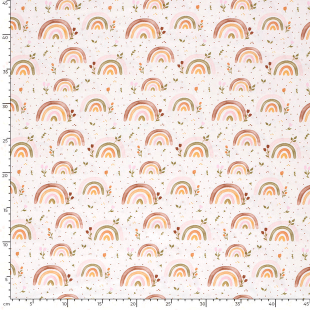 Cotton Poplin fabric Rainbow Off White