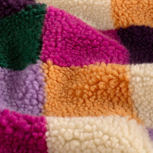 Sherpa Fleece fabric Checks Fuchsia