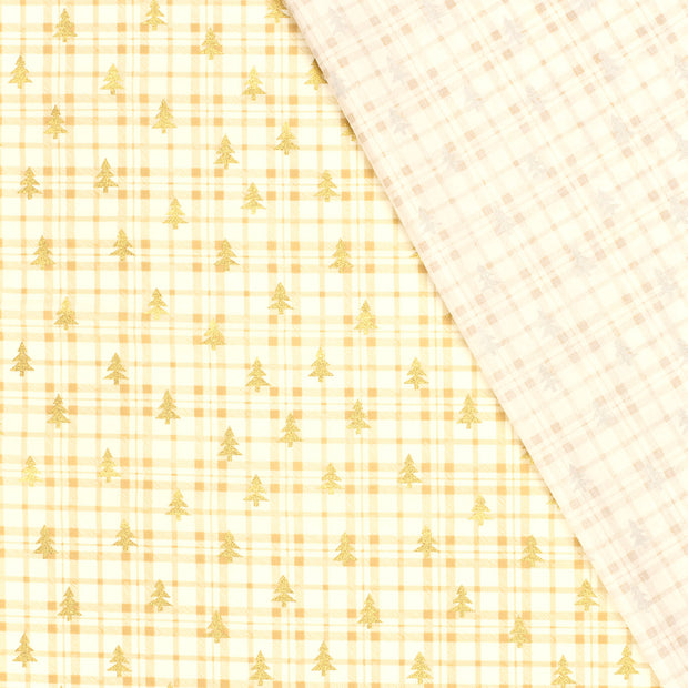 Cotton Poplin fabric Trees printed and foil 