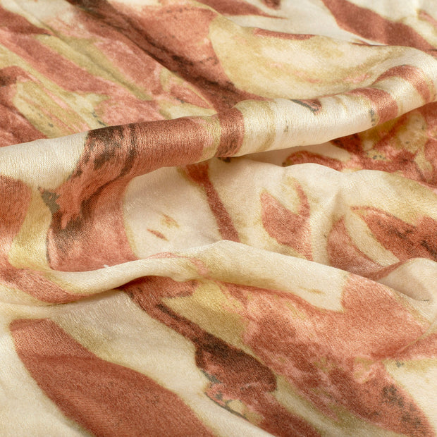 Satin Velvet fabric Abstract Beige