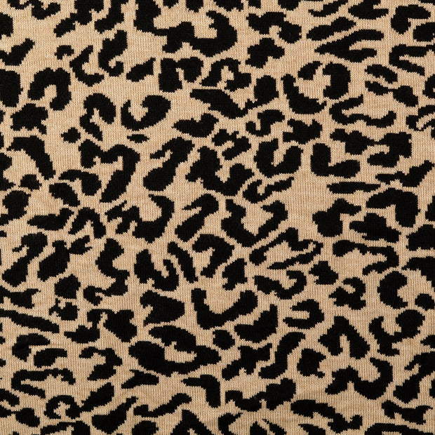Heavy Knit fabric Leopards Black