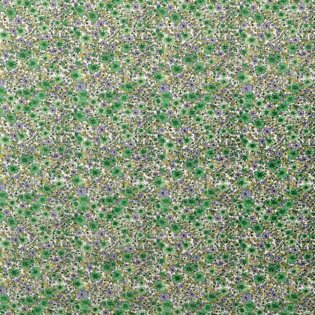 Voile fabric Flowers Green