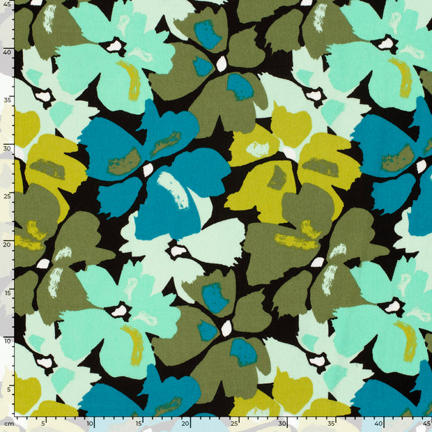 Borken Crepe fabric Abstract Khaki Green