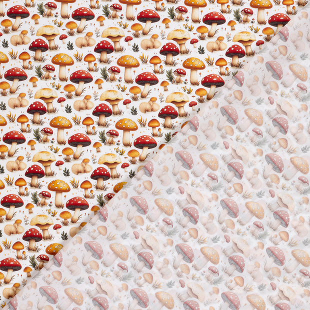 Cotton Poplin fabric Mushrooms 