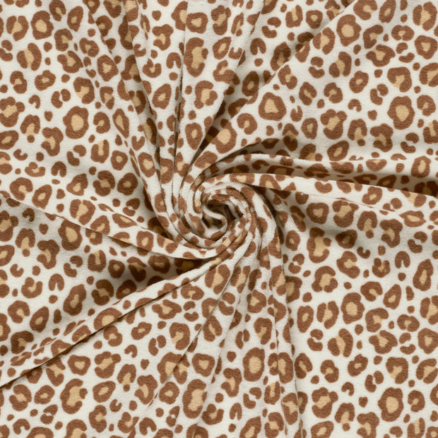Stretch terry fabric Off White printed 