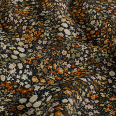 Viscose Poplin printed Flowers Navy