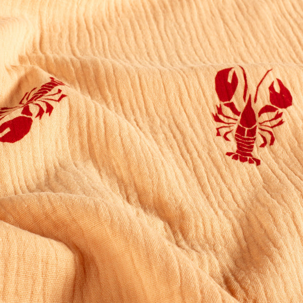 Muslin fabric Animals Salmon