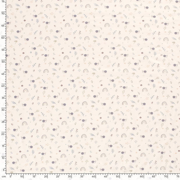 Jersey fabric Snails Off White