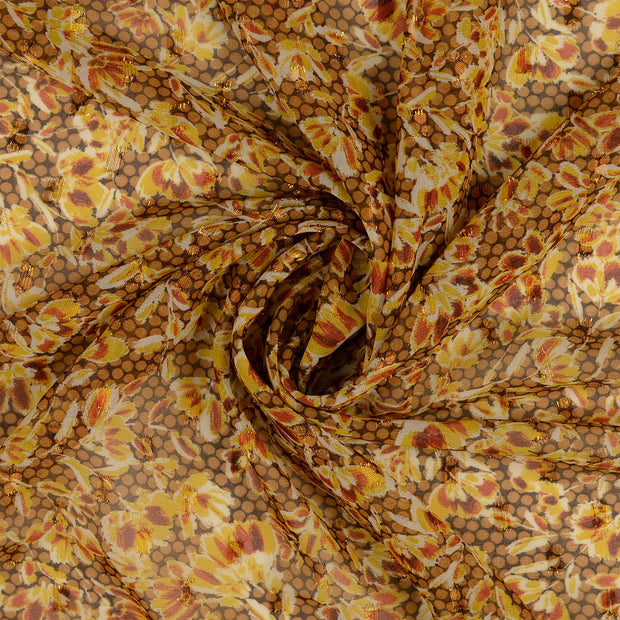 Chiffon fabric Oker digital printed 
