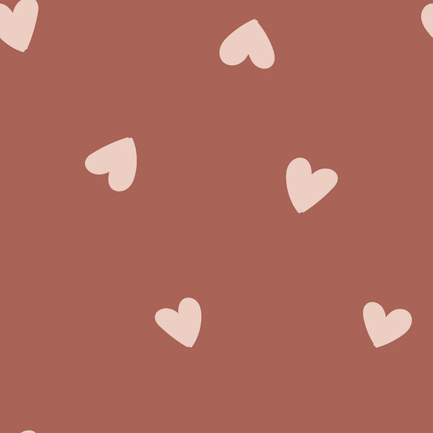 French Terry fabric Hearts Old Pink