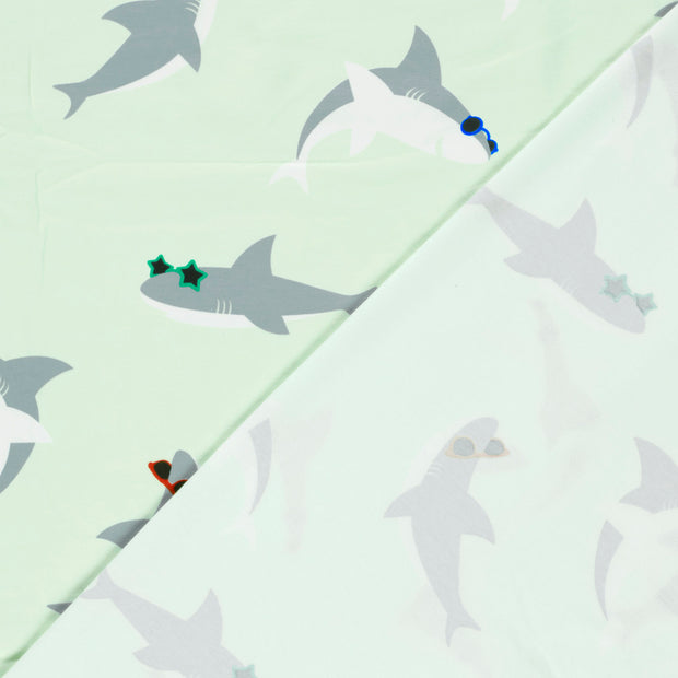 Jersey fabric Sharks printed 