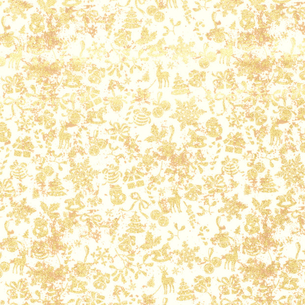 Cotton Poplin fabric Ornaments Off White