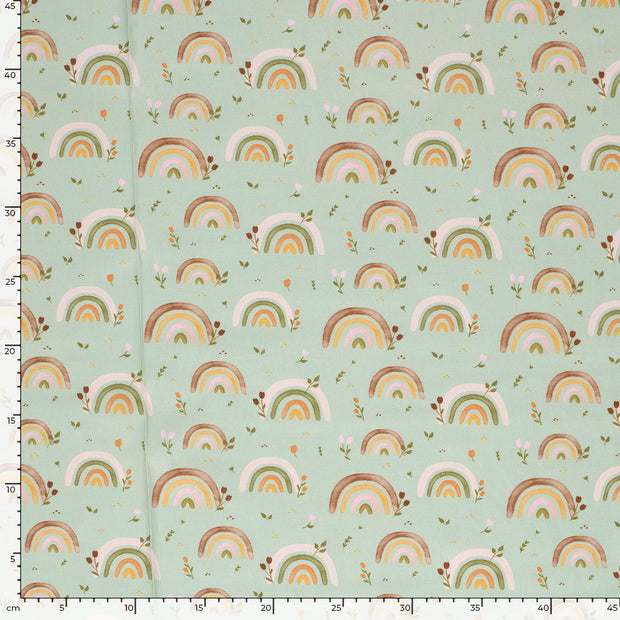 Cotton Poplin fabric Rainbow Mint