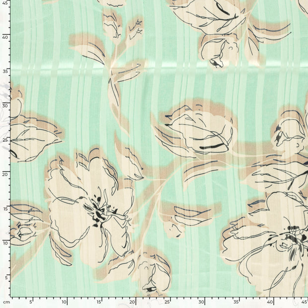 Chiffon fabric Flowers Mint