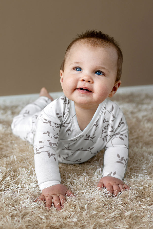 Jersey fabric Twigs Off White