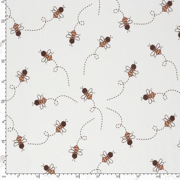 Terry Crêpe tissu abeilles Blanc cassé