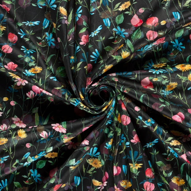 Velvet fabric Black digital printed 